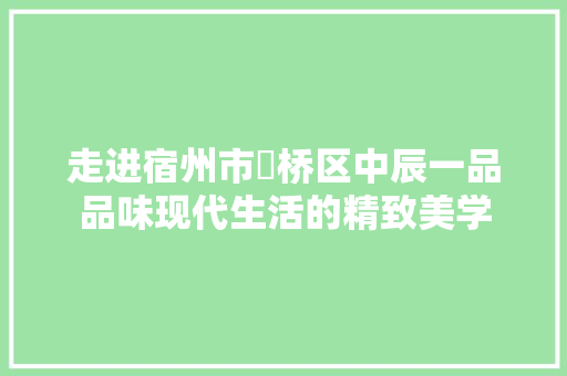 走进宿州市埇桥区中辰一品品味现代生活的精致美学