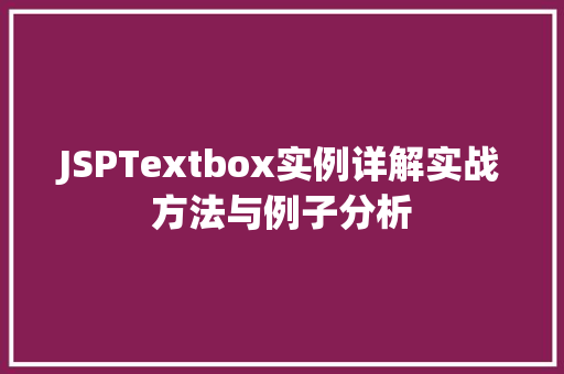 JSPTextbox实例详解实战方法与例子分析