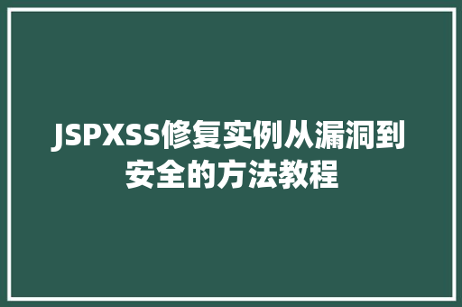 JSPXSS修复实例从漏洞到安全的方法教程