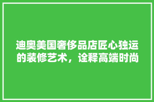 迪奥美国奢侈品店匠心独运的装修艺术，诠释高端时尚的至高境界