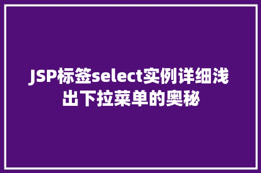 JSP标签select实例详细浅出下拉菜单的奥秘